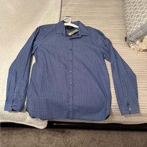 American Eagle Outfitters Navy Striped Button Down Shirt